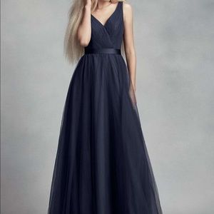 Vera Wang bridesmaids dress in midnight blue